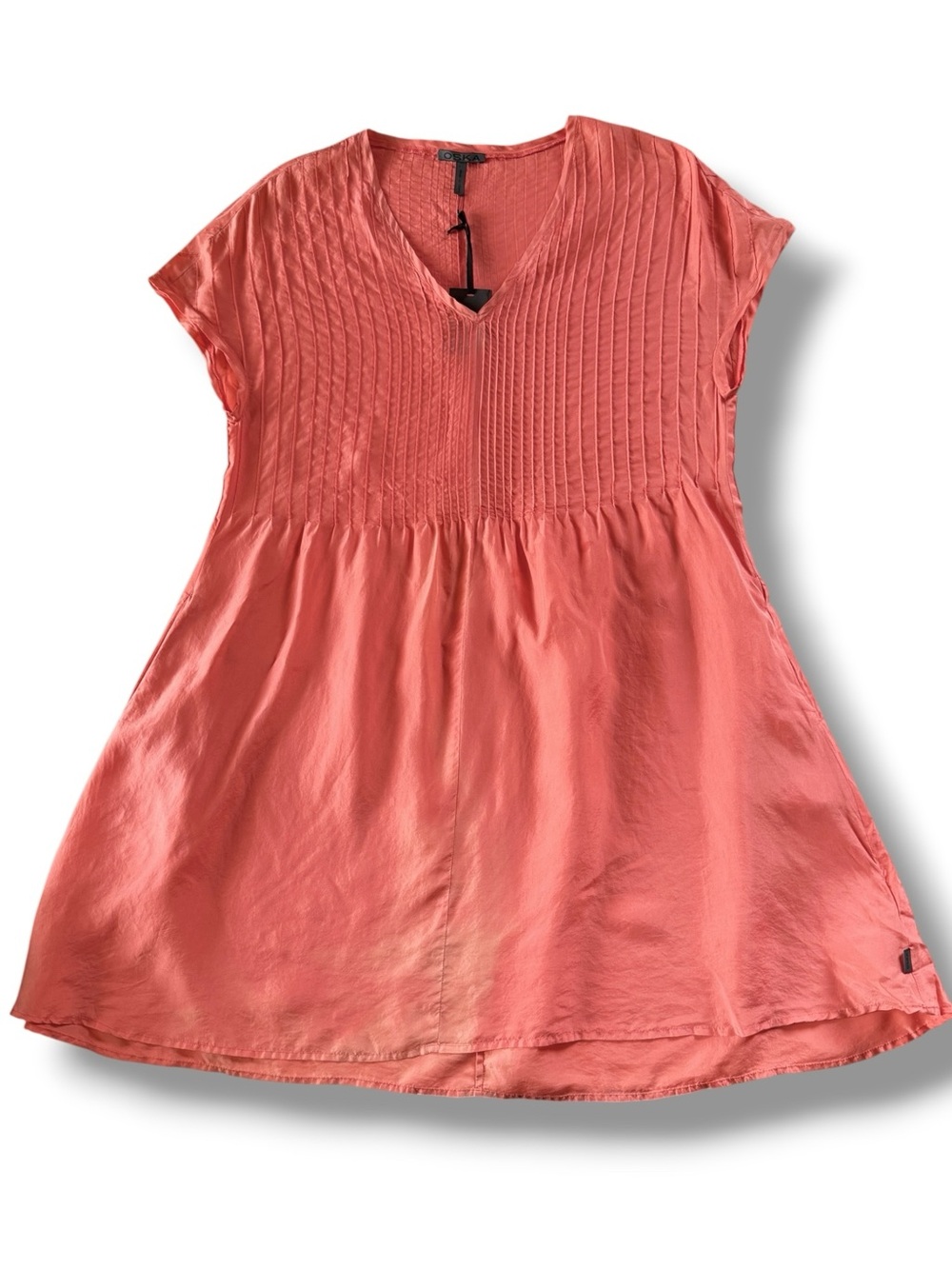 Oska Silk Pintuck Dress Coral Size 1 US Small